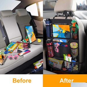 Assento traseiro 2 pcs organizador de carro 9 bolsos de armazenamento com touch sn tablet protetor protetor para crianças acessórios drop entrega dhnzy