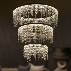 Modern chandeliers Large 3 Rings Crystal LED Chandelier Pendant Light Fixture Crystal Light Lustre Hanging