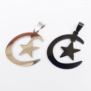 Hänge halsband 12 stycken islam smycken rostfritt stål månstjärna charm för kvinnor män klassisk diy komponent grossist