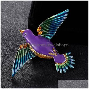 Pins, Brooches Pins Brooches Fashion Mens Jewelry Brand Blue Enamel Hijab Accessory Statement Womens Personality Birds Broches Bags Bi Dhf2L