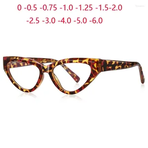 Солнцезащитные очки с защитой от синего света, очки «кошачий глаз» для близоруких, треугольные, британские очки для близорукости, от 0 -0,5 до -0,75 до -6,0