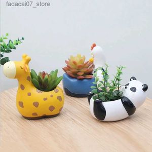 Planters POTS Söt djurbetong Flowerpot Silicon Mögel Hippo Panda Planter Garden Mini Cement Plants Pit Pips Home Decor Mold YQ231019