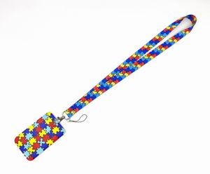 Cordão porta-cartões com estampa de autismo, acessório para chaveiros, porta-crachá de identificação usb, cordão para pescoço, tiras para celular, presentes #204