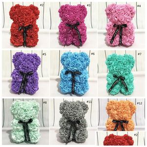 Ghirlande di fiori decorativi Rose Teddy Bear Regalo di San Valentino 25 cm Fiore Decorazione artificiale Natale per le donne Sea Way Drop D Dhxlw