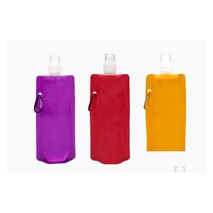 Water Bottles Newest 480Ml Foldable Water Bottle Portable Folding Sports Bottles Drinkware Bag 2022 Home Garden Kitchen, Dining Bar Dr Dhydb