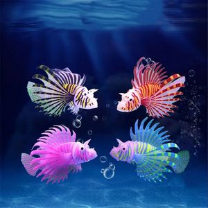 Aquariums Aquarium Artificial Luminous Lionfish Fish Tank Landscape Silicone Fake Floating Glow In Dark Ornament Home Decoration 230819