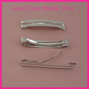 20PCS Silver Finish 6 0cm 2 35 Flat double bars metal hair barrettes at lead and nickle Bargain for Bulk269P