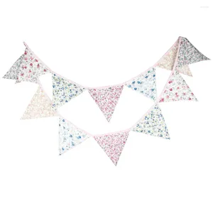 Decorazione del partito 1 pz 3.2 M Retro Tessuto di Cotone Floreale Bunting Banner Camera Dei Bambini Fiore Gagliardetto Decorazione di Cerimonia Nuziale Po Sfondo Bandiera