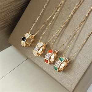 collana di diamanti da donna, ciondolo unico, disegni di gioielli di moda per conchiglia, catena in oro rosa 18 carati, argento, rosso, verde, designer, regalo per feste