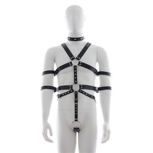 BHs Sets Herren Ganzkörper Cockstraps Harness Gürtel Männlich Gothic Leder Dessous BDSM Brustgurt für Fetisch Männer Rave Party Clubwear2744