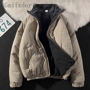 Masculino para baixo parkas japão gola acolchoada jaqueta vintage cityboy pelúcia americano retro hong kong estilo inverno casaco de carga 231018