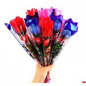 Decorative Flowers Wreaths Led Light Up Rose Flower Glowing Valentines Day Wedding Decoration Fake Party Supplies Decorations Simat Dhlq2