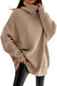 Kvinnors tröjor Kvinnor Turtleneck överdimensionerade tröja batwing chunky pullover tröja avslappnad fallstickande jumper tunika topp 231019