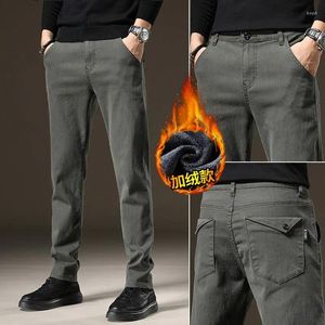 Jeans Masculinos Outono E Inverno Calças Casuais Tendência De Caxemira Solta Espessada Estilo Elástico High-End