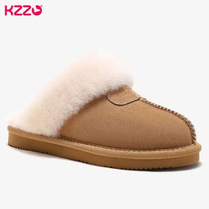 Terlik Kzzo Doğal koyun derisi kürk terlikleri moda kadın kış kadınları sıcak kapalı terlikleri en kaliteli yumuşak yün bayan ev ayakkabıları 231019