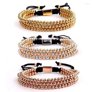 Strand artesanal 4mm cobre frisado pulseira tecido ajustável banhado a ouro contas pulseiras para mulheres masculino multicamadas pulseras