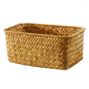 Dinnerware Sets Trashcan Finishing Basket Desktop Other Storage Baskets Sundries Organizer Household Holders Seaweed Weave Container Office