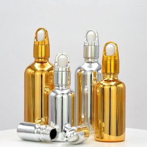 Bottiglie di stoccaggio Contagocce 5ml-100ml Reagente Collirio Placcatura in oro Vetro Super Liquido Pipetta Bottiglia Ricaricabile da viaggio