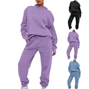 Women's Two Piece Pants Fashion Casual Solid Hooded Long Sleeved Sweater Jogger Pant Suits For Women Evening Wear Outdoor Star Tracksuit