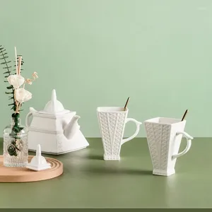 Ensemble de cafetières et tasses élégantes avec motif tour Eiffel, pour l'heure du thé de l'après-midi, cadeaux parfaits pour les amateurs