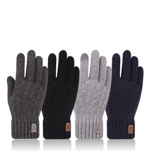 neue warme Herrenhandschuhe Winter-Touchscreen plus Fleece-Handschuhe kalte warme Wollstrickhandschuhe