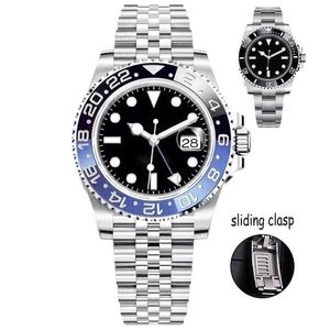 Rolaxs Mens Automatic Mechanical Ceramics Watches 40mm full rostfritt stål glidklipp Simmitkläder Sapphire Luminous Watch