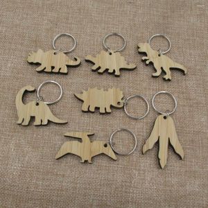 Keychains Blank Wood Keychain Wild Animal Dino Dinosaur Clip Shape Key Ring For Engravable Laser Items Customized Gifts