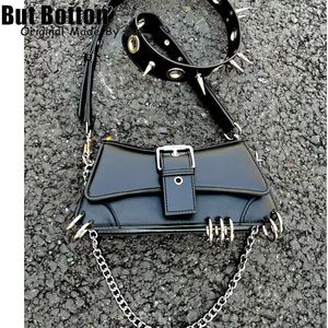 Abendtaschen Damen Y2k Mädchen Vintage Harajuku Punk Advanced Design Nieten Spike Kette One Shoulder Handtasche Damen Stemmpunk Tote Umhängetaschen 231019