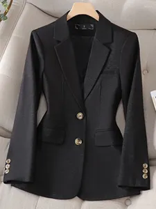女性のスーツ4xl女性女性秋冬アウトウェアブレザーグリーンブラックベージュ女性長袖シングル胸肉のソリッドジャケットコート