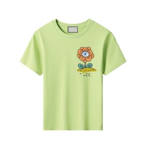 高級キッズフラワーTシャツホワイトコットンガールズTシャツ男の子サマー半袖Tシャツプリントカジュアルカジュアル服ルーズキッドトップCYD23101809