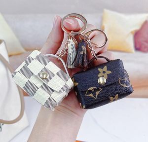 Party Favor Creative Old Flower Leather Key Chain Tassel Zero Wallet Portable Mini Storage Headset Small Bag Pendant Wholesale