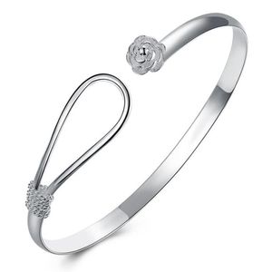 LuckyShine 6st Holiday Gift Shiny Unique Rose Flower Pure 925 Sterling Silver Open Justerbara armband Bangles Ryssland Bangles330L