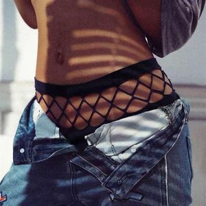 Calcinha feminina senhoras sexy fishnet rasgado buraco oco t-calças moda cintura alta personalidade menina tangas3029