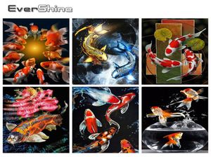 Evershine pintura diamante peixe 5d diy diamante mosaico layout completo animais bordado strass arte decoração para casa6777728