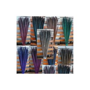 Decoração de festa atacado cores personalizadas faisão cauda penas jóias artesanato chapéu máscara pena extensão de cabelo 100pcs 20-22inch / 50-55 dhmmu