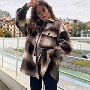 Women's Jackets Boho Inspired Plaid Jacket Women Colorblock Streewear Long Sleeve Shirt Style Thin Coat Winter Clothes