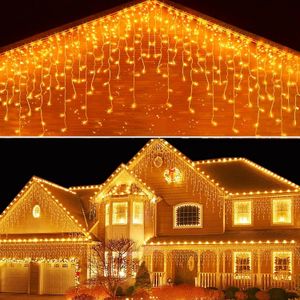 Other Event Party Supplies Christmas Decoration 2023 Led Icicle Lights Outdoor Year 2024 Fairy Light Street Garland On The House Droop 050607M 231018
