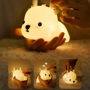 Lamps Shades Cartoon Deer Soft Silicone Lights LED NightLight USB Charging Atmosphere Lamps for Baby Feeding Bedside Lamp Kids Holiday Gift 231019