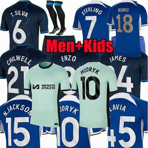 مشجعي اللاعبين Caustero Nkunku Mudryk CFC Soccer Jerseys 2023 2024 N.Jackson Enzo Colwill Lavia Palmer Sterling