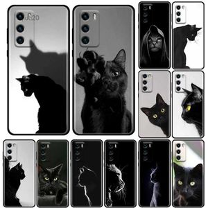 Cell Phone Cases Cute Cat kitten Black Eyes Mobile Phone Shell for Huawei P50 P50E P40 P30 P20 P10 Smart 2021 Pro Lite 5G Plus Soft Case CoverL231019
