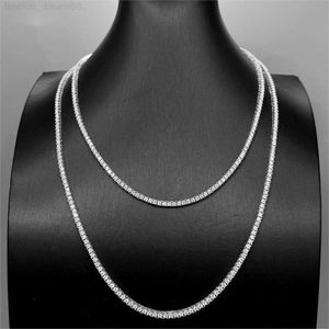 Hiphop smycken 2mm S925 Sterling Silver Ice Out Diamond Moissanite Single Row Men's Tennis Chain Halsband