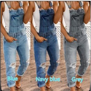 Jeans overall kvinnor kvinnor jumpsuits rompers svart plus storlek overaller för kvinna mode denim design flickor lång pant manlig klubb de290o