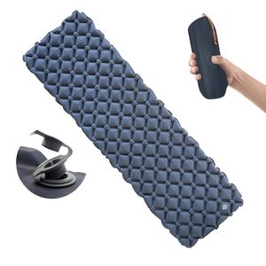 Utomhuskuddar Camping Sovplatta utomhus Uppblåsbar madrass Ultralight Air Cushion Travel Mat Folding Bed Inget nackstöd för resevandring 231018