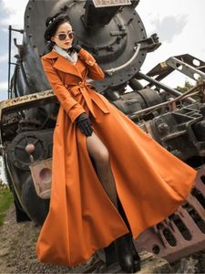 Kurtki damskie Kobieta Long Trench Płaszcz Koreańszy moda odzież luźna płaszcz swobodny podwójny piersi kurtka pasa damskie wiatrówki warstwy 231018