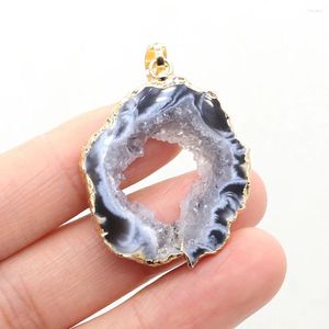 Pendant Necklaces Natural Stone Gem Grey Ocean Agate Handmade Crafts Necklace Bracelet Earring Accessories For Woman Man Size 23x40mm