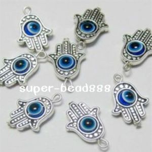 100pcs Hamsa Hand EVIL EYE Kabbalah Luck Charms Pendant For Jewelry Making Bracelet 19x12mm306D
