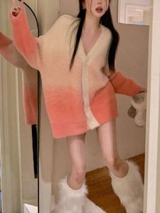Kobiety damskie słodkie kawaii dzianiny kardigan kobiety swobodny streewear vintage Sweater Płaszcze francuskie luźne koreańskie ubranie modowe 2023 Autumn
