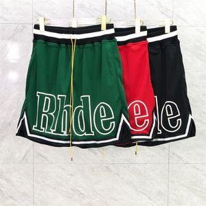 Fashion Summer USA Embroidery Logo Webbing Mesh Basketball Shorts Women Men Patchwork pocket skateboard High Street Middle Pants J256R