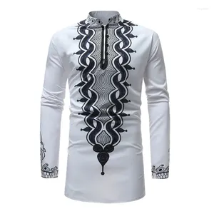 Camisas casuais masculinas Mens Africano Dashiki Vestido Camisa 2024 Marca Tradicional Maxi Homem Homens Slim Fit Manga Longa Chemise Homme