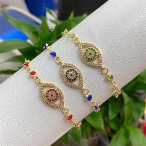 Link bransoletki 2023 Trenda Turkish Eye Jewellery Bohemian Przyjaźń Boho Rhinestone Evil Charm Bransoletka dla kobiet biżuteria 253c